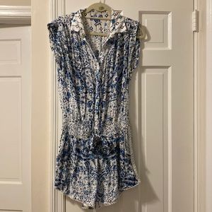 Poupette St. Barths blue, white and green shorts romper